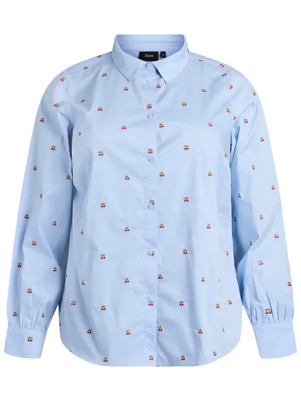 Zizzi Zizzi Bluza 'Mcherry'  svetlo modra / zelena / rdeča