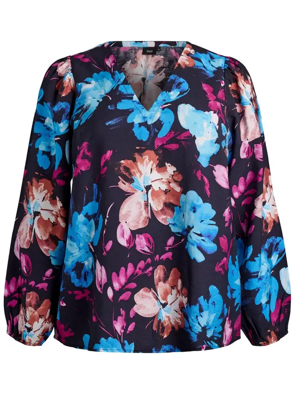 Zizzi Zizzi Bluza 'MCLARU'  marine / azur / rjasto rjava / temno roza