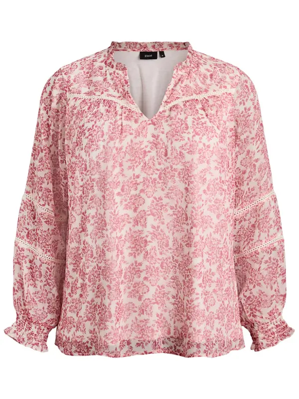 Zizzi Zizzi Bluza 'Mkiko'  češnjevo rdeča / off-bela