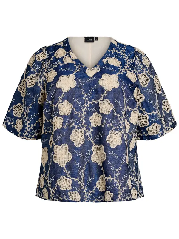 Zizzi Zizzi Bluza 'Mlaniva'  mornarska / off-bela