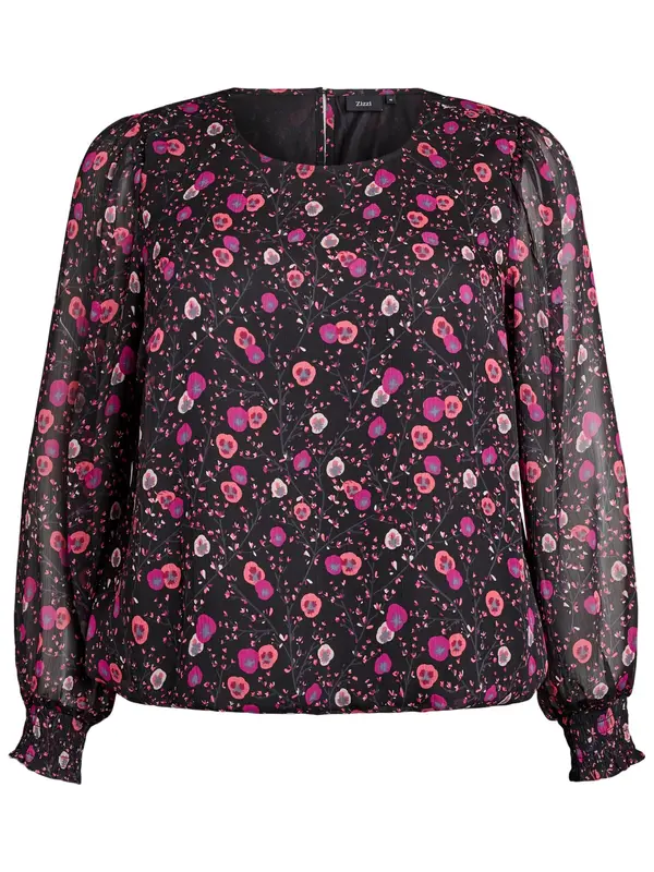 Zizzi Zizzi Bluza 'Paula'  svetlo roza / črna
