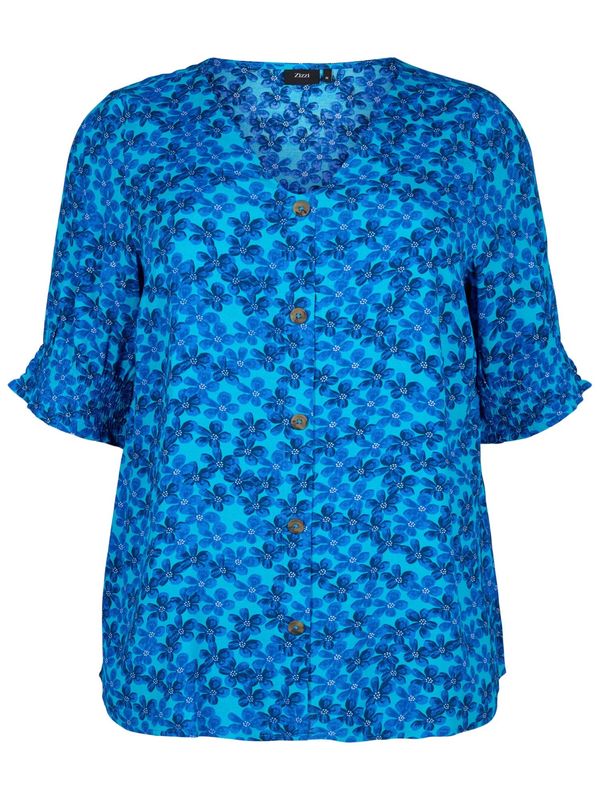 Zizzi Zizzi Bluza 'VBELLA'  azur / temno modra / bela