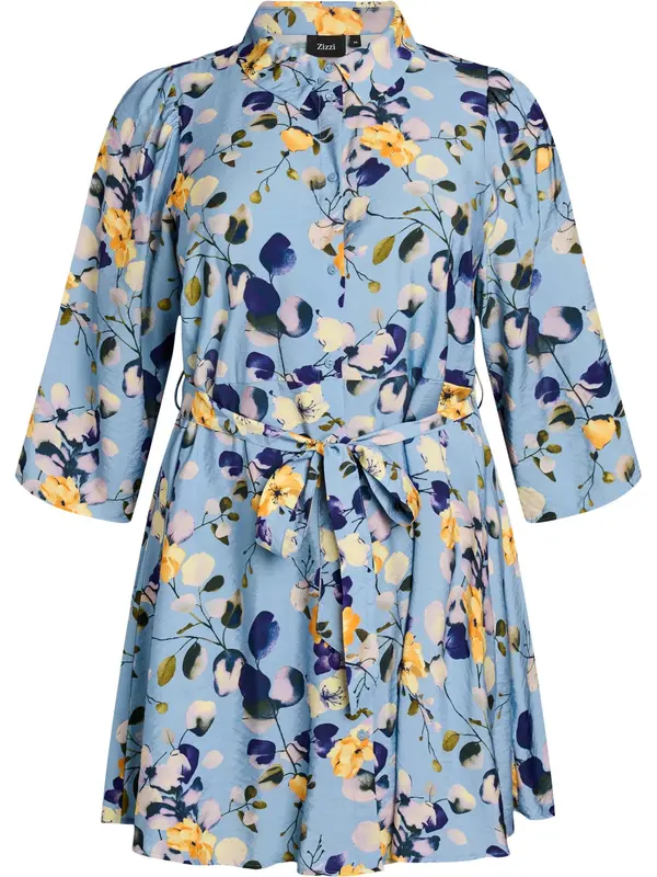 Zizzi Zizzi Bluza 'Vkam'  moder denim / svetlo modra / svetlo rumena / svetlo lila