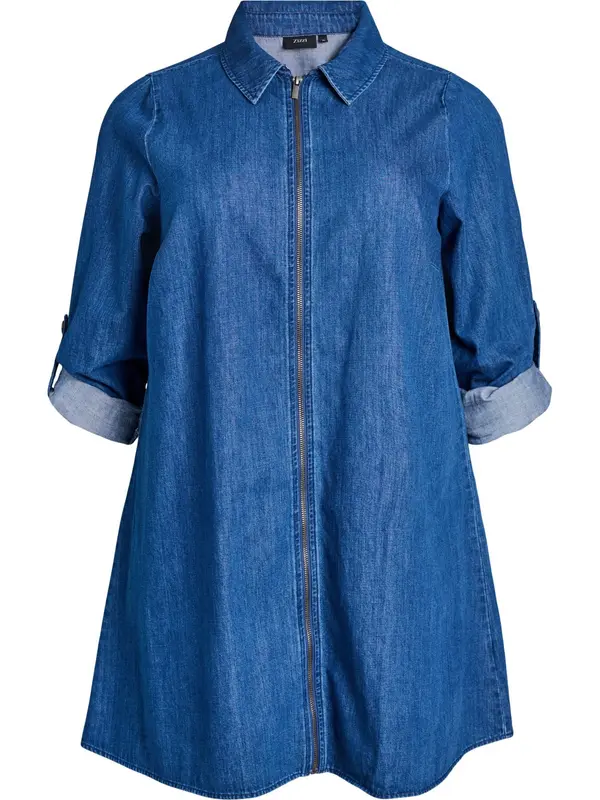 Zizzi Zizzi Dolga srajca 'VGRO'  moder denim