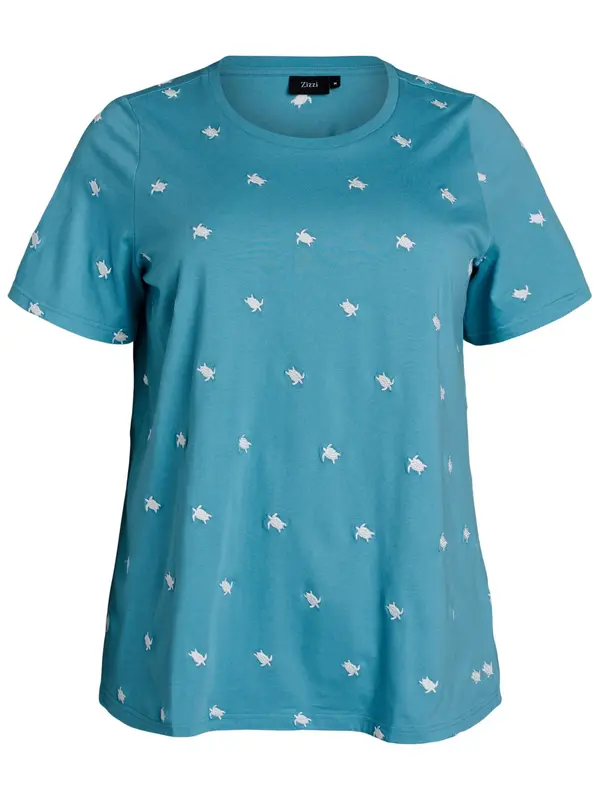 Zizzi Zizzi Majica 'Velin'  azur / bela