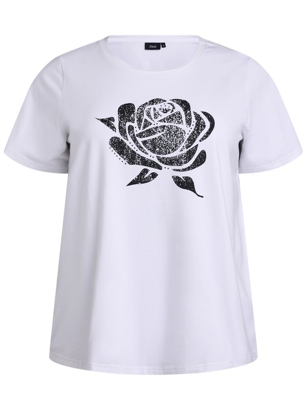 Zizzi Zizzi Majica 'Velin'  črna / bela