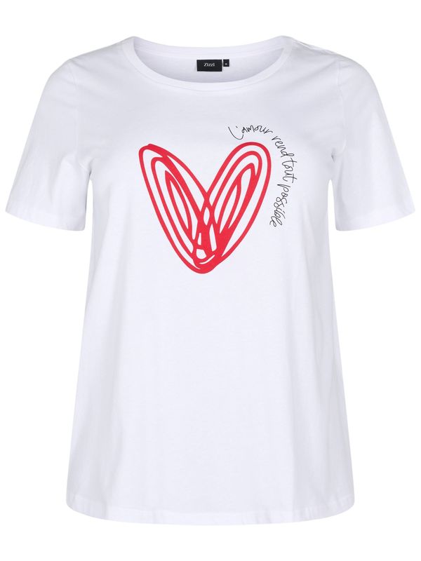 Zizzi Zizzi Majica 'Velin'  rdeča / bela