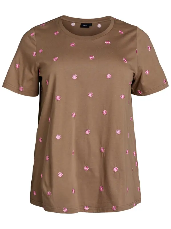 Zizzi Zizzi Majica 'Velin'  rjava / roza