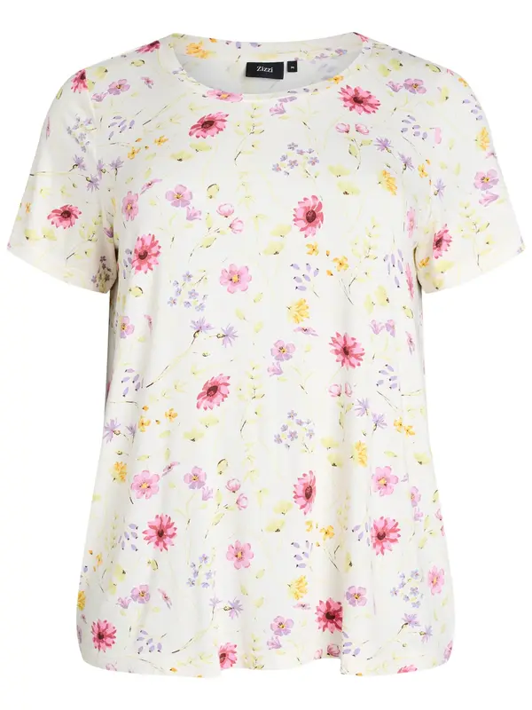 Zizzi Zizzi Majica 'VMalis'  rumena / roza / off-bela