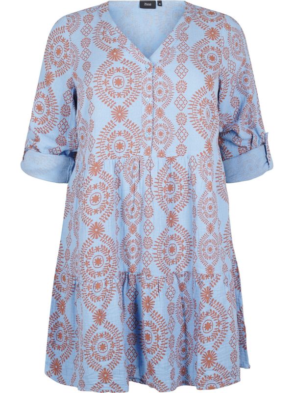 Zizzi Zizzi Obleka 'Vviva'  nebeško modra / kostanj rjava