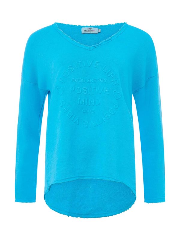 Zwillingsherz Zwillingsherz Pulover 'Positive Mind'  nebeško modra