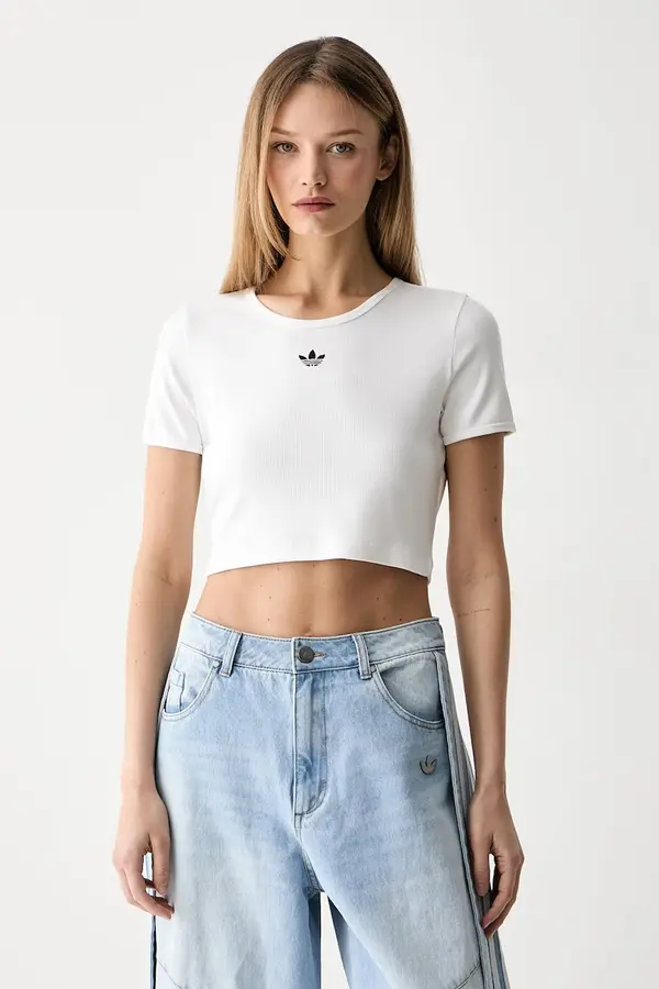 adidas Originals adidas Originals crop top ženski z bombažem Essentials