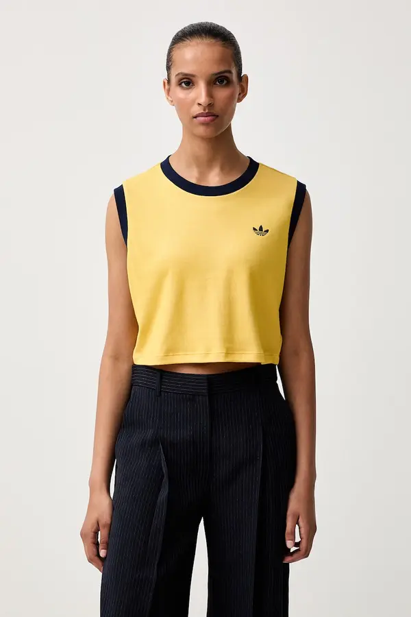 adidas Originals adidas Originals crop top ženski z bombažem Heather