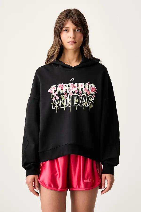 adidas adidas pulover s kapuco ženski z bombažem x Farm Rio