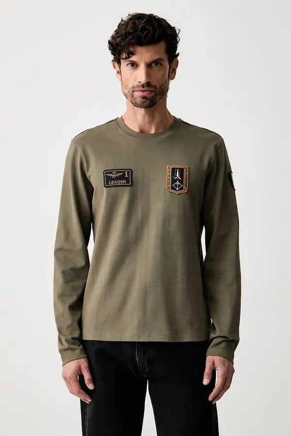 Aeronautica Militare Aeronautica Militare majica z dolgimi rokavi moška bombažna