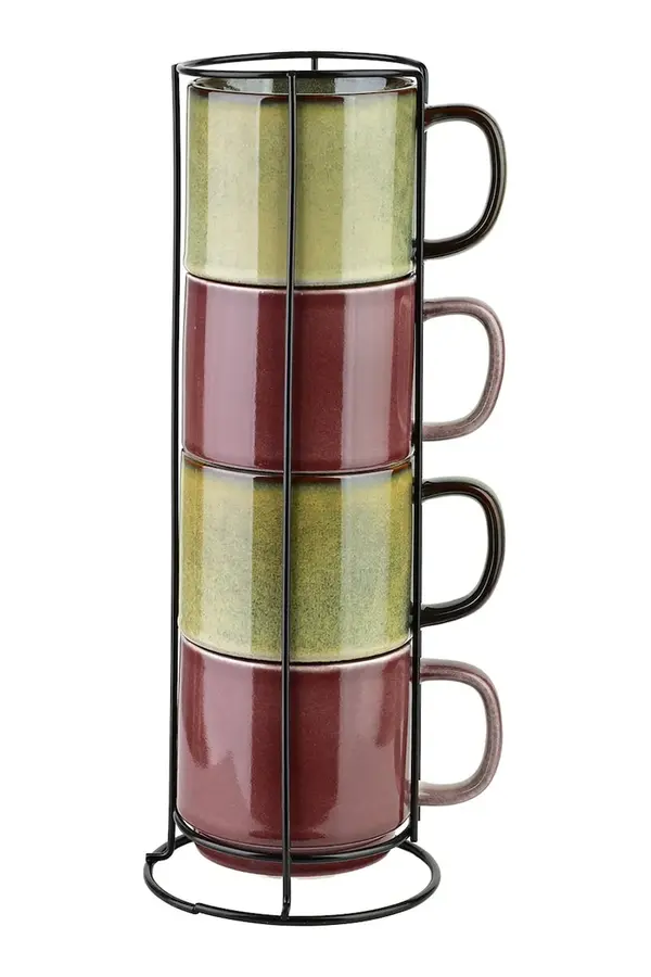 Affek Design Affek Design Komplet lončkov s stojalom iz porcelana 15 x 15 x 36 cm