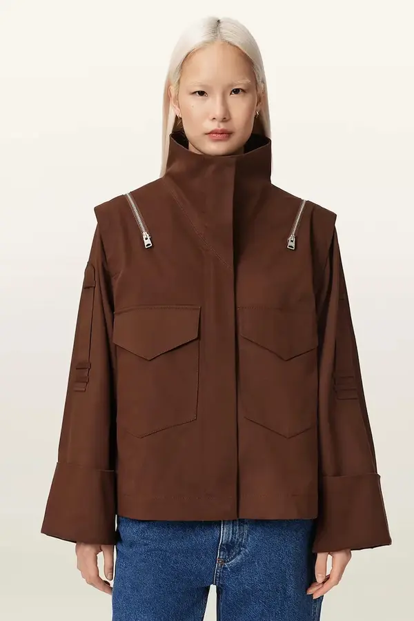 AllSaints AllSaints jakna ženska z bombažem LEIGHTON
