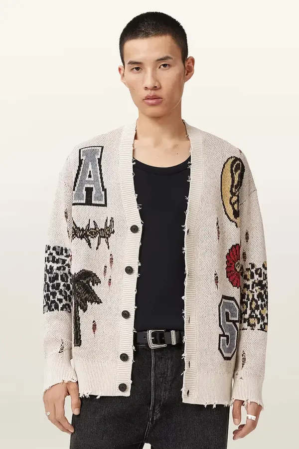 AllSaints AllSaints kardigan moški z dodatkom volne FOXX