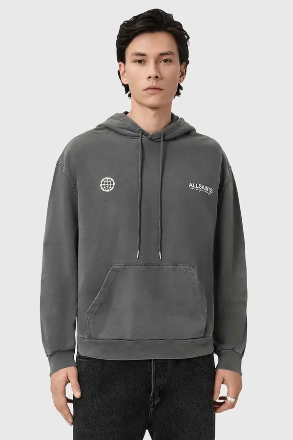 AllSaints AllSaints pulover s kapuco moški bombažen EMBLEM