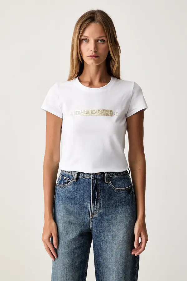 Armani Exchange Armani Exchange kratka majica ženska bombažna z elastanom