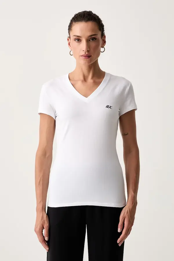 Armani Exchange Armani Exchange kratka majica ženska bombažna z elastanom