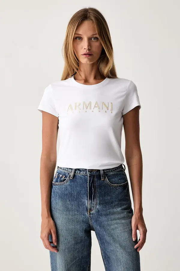 Armani Exchange Armani Exchange kratka majica ženska bombažna z elastanom
