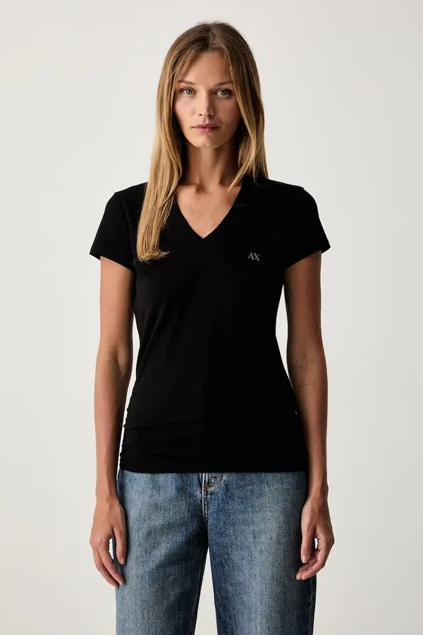 Armani Exchange Armani Exchange osnovna kratka majica ženska bombažna z elastanom