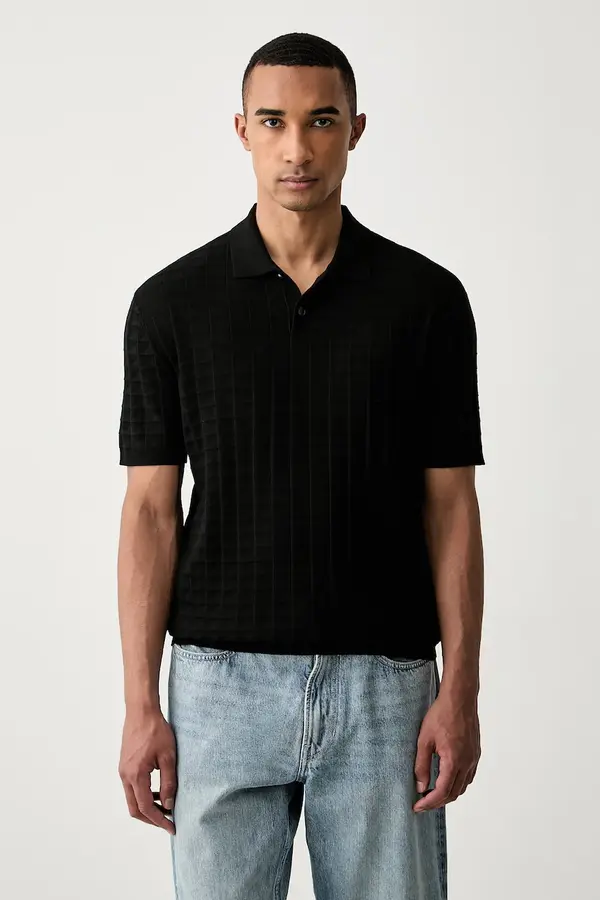 Armani Exchange Armani Exchange pletena polo majica moška z viskozo