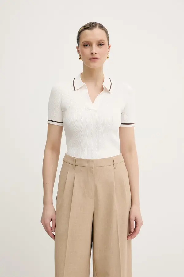 Armani Exchange Armani Exchange pletena polo majica ženska z viskozo