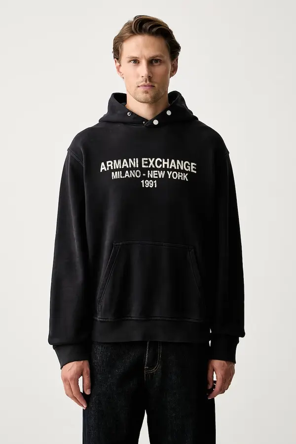 Armani Exchange Armani Exchange pulover s kapuco moški bombažen