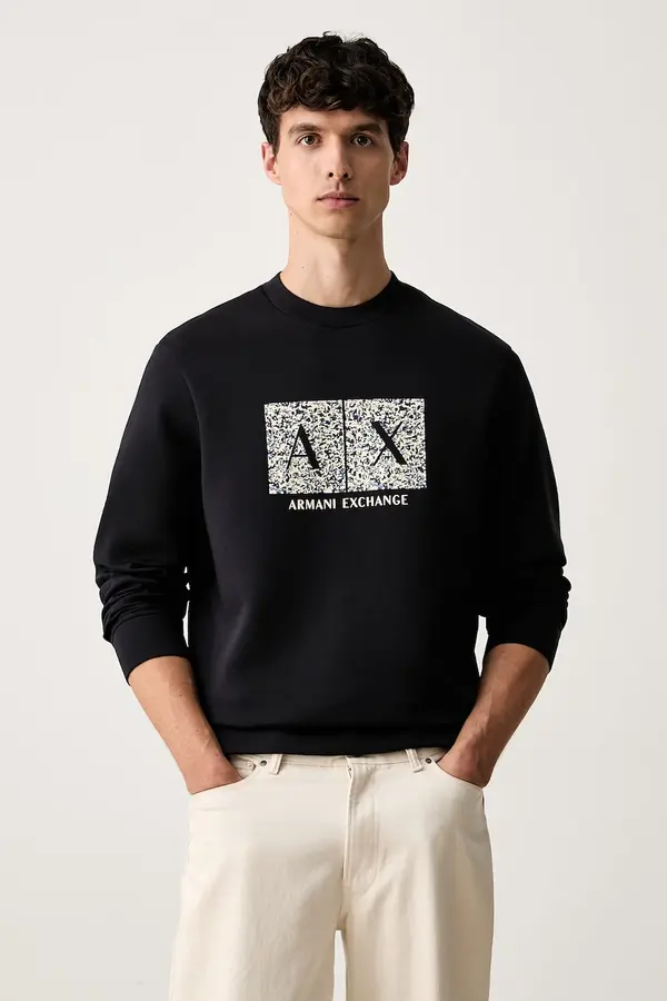 Armani Exchange Armani Exchange pulover s kapuco moški z bombažem