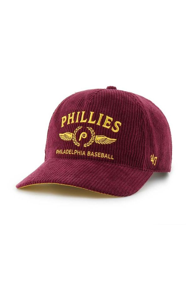47 brand Baseball kapa iz rebrastega žameta 47 brand MLB Philadelphia Phillies bordo barva, B-SKYLC19EWP-CA