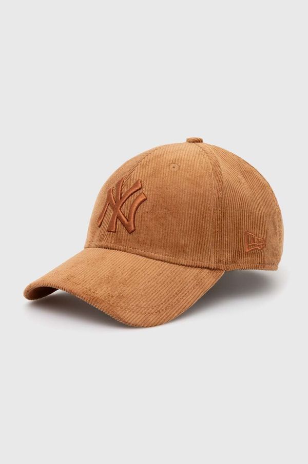 New Era Baseball kapa iz rebrastega žameta New Era rjava barva, NEW YORK YANKEES