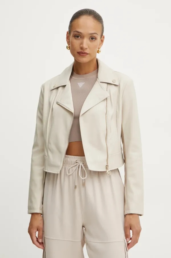 Guess Biker jakna Guess CLEMENCE ženska, bež barva, W5RL22 WE480