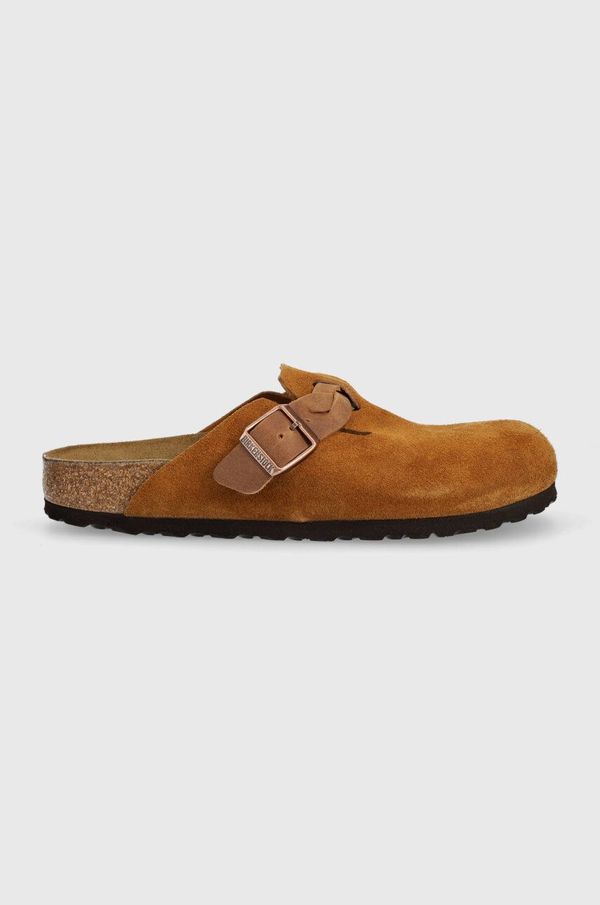 Birkenstock Birkenstock natikači iz semiša Boston Braided ženski, rjava barva, 1026713