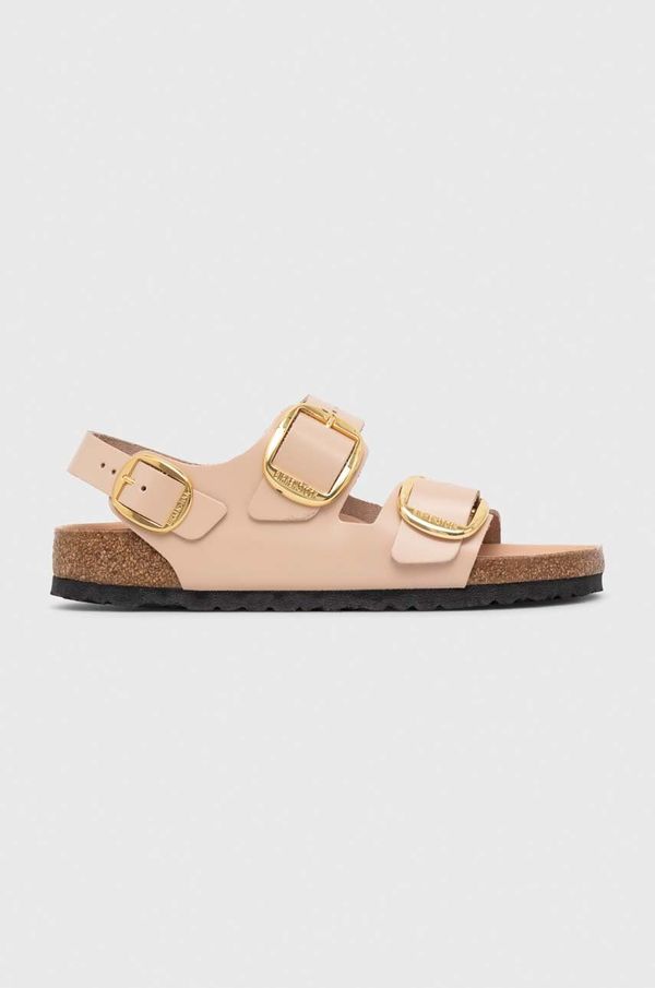 Birkenstock Birkenstock usnjeni sandali Milano Big Buckle ženski, bež barva, 1026484