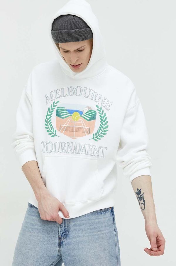 Abercrombie & Fitch Bluza Abercrombie & Fitch moška, bela barva, s kapuco