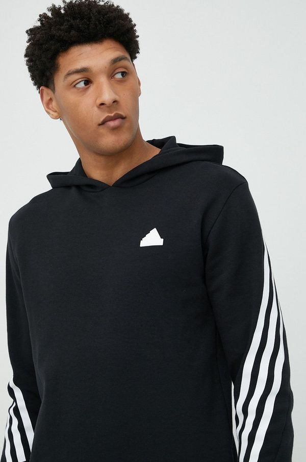 adidas Bluza adidas moška, črna barva, s kapuco