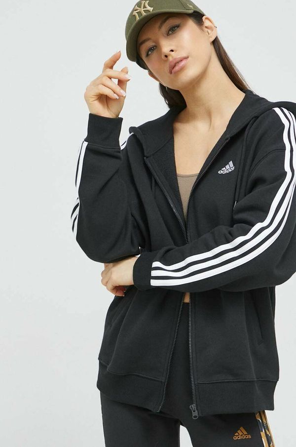 adidas Bluza adidas ženska, črna barva, s kapuco