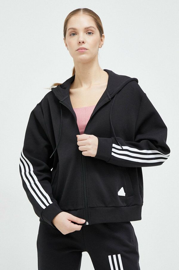 adidas Bluza adidas ženska, črna barva, s kapuco