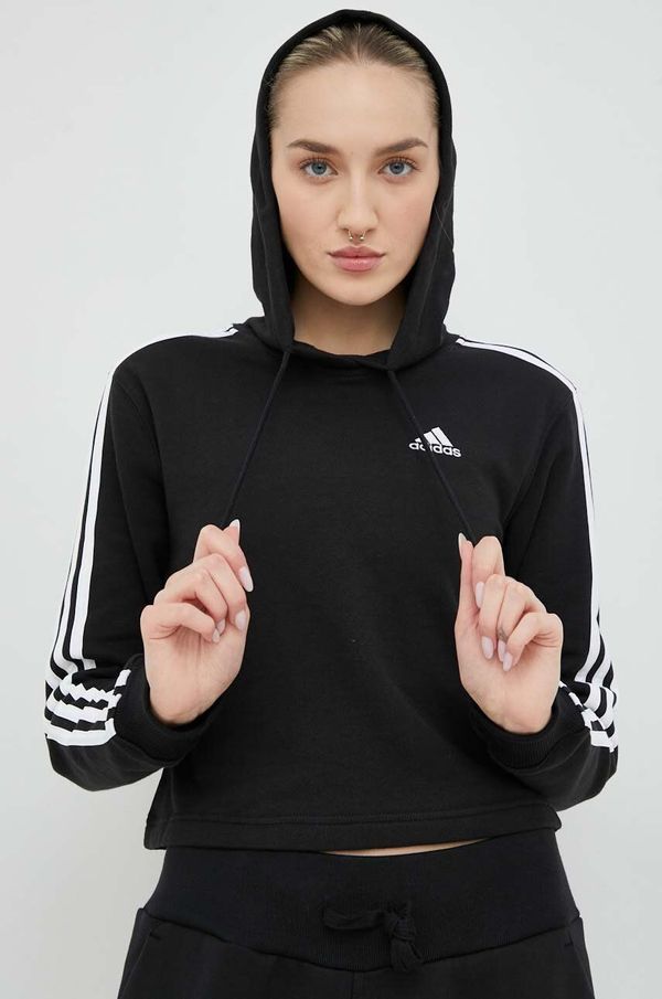 adidas Bluza adidas Ženska, črna barva, s kapuco