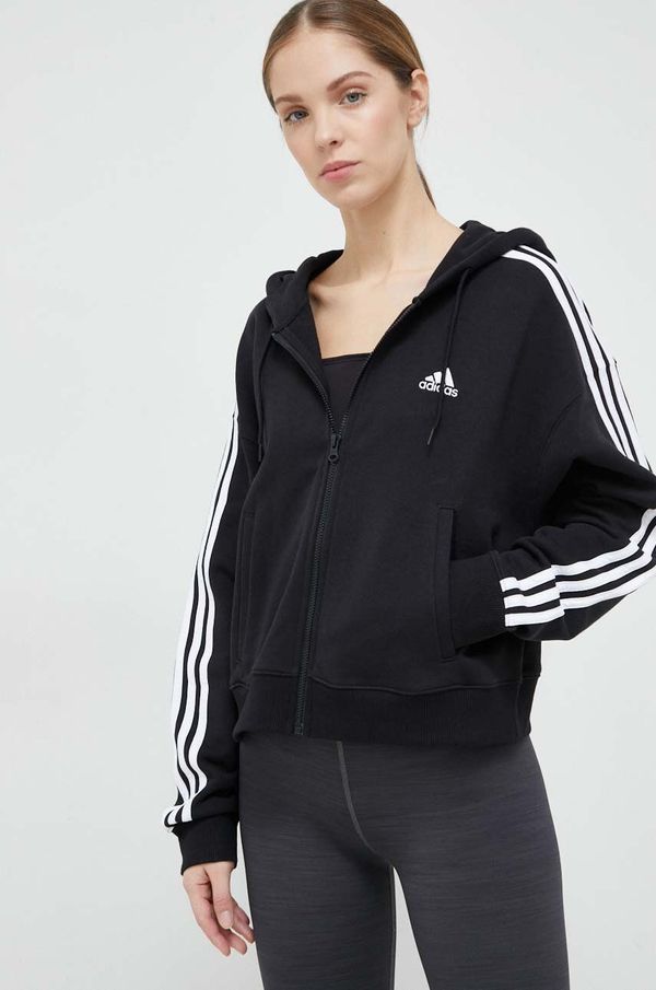 adidas Bluza adidas ženska, črna barva, s kapuco