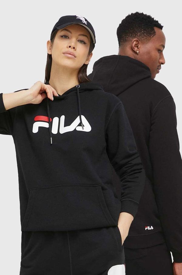 Fila Bluza Fila črna barva, s kapuco