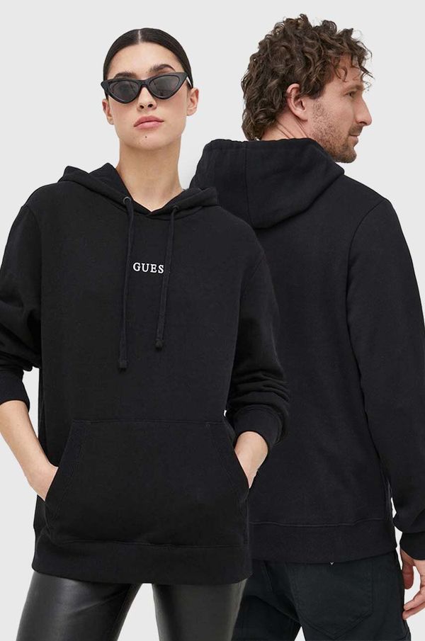 Guess Bluza Guess moška, črna barva, s kapuco