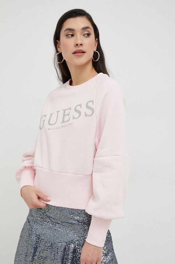 Guess Bluza Guess ženska, roza barva