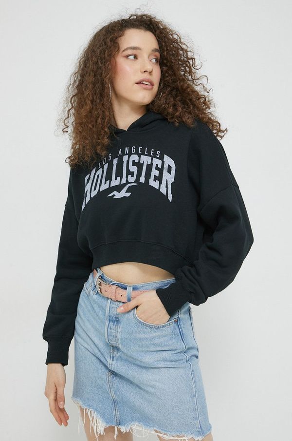 Hollister Co. Bluza Hollister Co. ženska, črna barva, s kapuco