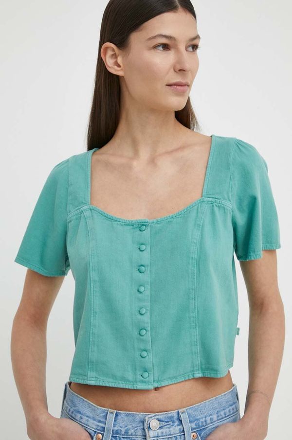 Levi's Bluza iz jeansa Levi's ženska, zelena barva