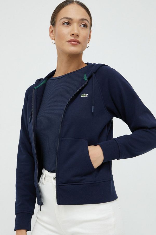 Lacoste Bluza Lacoste ženska, mornarsko modra barva, s kapuco