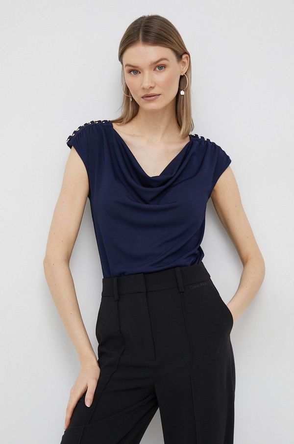 Lauren Ralph Lauren Bluza Lauren Ralph Lauren ženska, mornarsko modra barva