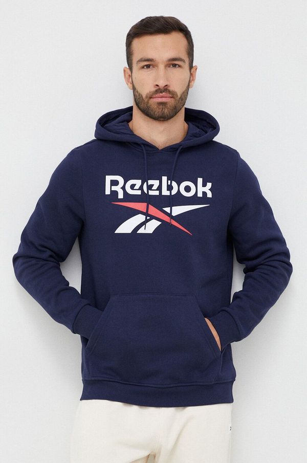 Reebok Bluza Reebok moška, mornarsko modra barva, s kapuco